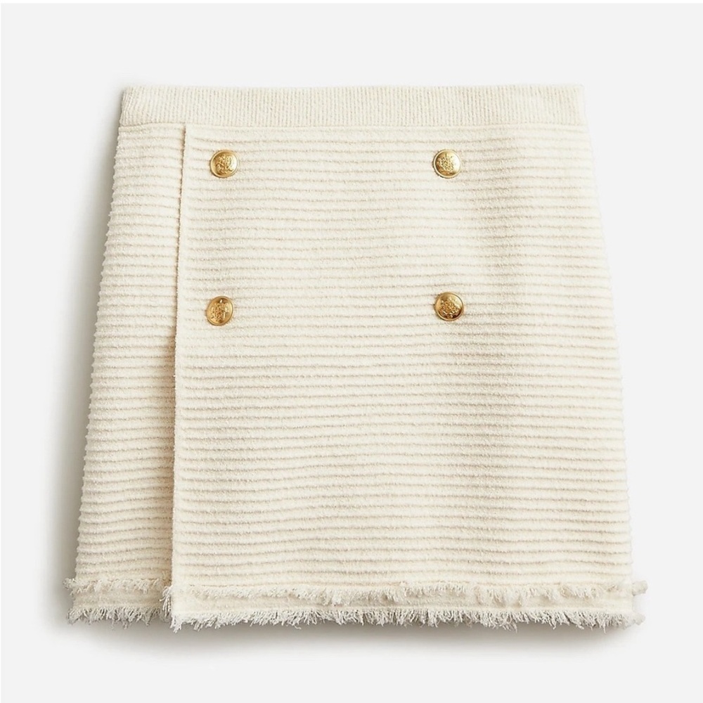 BRAND NEW JCrew Faux-wrap sweater-skirt in fine bouclé - Size Medium